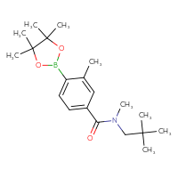 Chemical structure of N-(2,2-dimethylpropyl)-N,3-dimethyl-4-(4,4,5,5-tetramethyl-1,3,2-dioxaborolan-2-yl)benzamide - CSSB02533248042