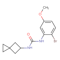 Chemical structure of 1-(2-bromo-5-methoxyphenyl)-3-{spiro[2.3]hexan-5-yl}urea - CSSB00958234379