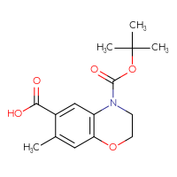 Chemical structure of 4-[(tert-butoxy)carbonyl]-7-methyl-3,4-dihydro-2H-1,4-benzoxazine-6-carboxylic acid - CSSB02128454823