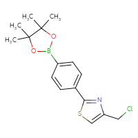 Chemical structure of 4-(chloromethyl)-2-[4-(4,4,5,5-tetramethyl-1,3,2-dioxaborolan-2-yl)phenyl]-1,3-thiazole - CSSB20621797621
