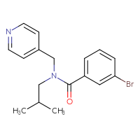 Chemical structure of 3-bromo-N-(2-methylpropyl)-N-[(pyridin-4-yl)methyl]benzamide - CSSB10393237142