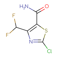 Chemical structure of 2-chloro-4-(difluoromethyl)-1,3-thiazole-5-carboxamide - CSSB09888580145