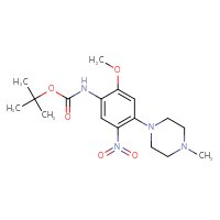 Chemical structure of tert-butyl N-[2-methoxy-4-(4-methylpiperazin-1-yl)-5-nitrophenyl]carbamate - CSSB20154758223