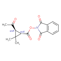 Chemical structure of rac-1,3-dioxo-2,3-dihydro-1H-isoindol-2-yl (1R,3R)-3-acetyl-2,2-dimethylcyclopropane-1-carboxylate - CSSB20620684980