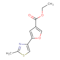 Chemical structure of ethyl 5-(2-methyl-1,3-thiazol-4-yl)furan-3-carboxylate - CSSB01525104460