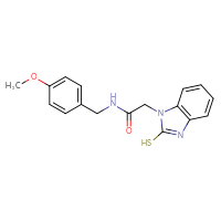 Chemical structure of N-[(4-methoxyphenyl)methyl]-2-(2-sulfanyl-1H-1,3-benzodiazol-1-yl)acetamide - CSSB03436632248