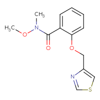 Chemical structure of N-methoxy-N-methyl-2-[(1,3-thiazol-4-yl)methoxy]benzamide - CSSB02016590880