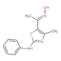 Chemical structure of 5-[1-(hydroxyimino)ethyl]-4-methyl-N-phenyl-1,3-thiazol-2-amine - CSSB02495360545