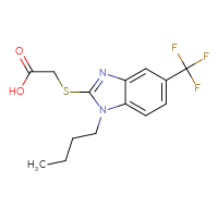 Chemical structure of 2-{[1-butyl-5-(trifluoromethyl)-1H-1,3-benzodiazol-2-yl]sulfanyl}acetic acid - CSSB00000704478