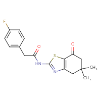 Chemical structure of N-(5,5-dimethyl-7-oxo-4,5,6,7-tetrahydro-1,3-benzothiazol-2-yl)-2-(4-fluorophenyl)acetamide - CSSB00102626461