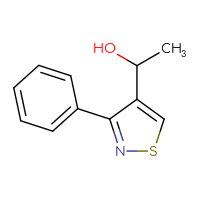 Chemical structure of 1-(3-phenyl-1,2-thiazol-4-yl)ethan-1-ol - CSSB06621077564