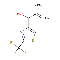Chemical structure of 2-methyl-1-[2-(trifluoromethyl)-1,3-thiazol-4-yl]prop-2-en-1-ol - CSSB00116837640