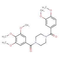Chemical structure of 1-(3,4-dimethoxybenzoyl)-4-(3,4,5-trimethoxybenzoyl)piperazine - CSSB00046158975