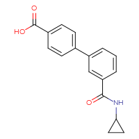 Chemical structure of 3'-(cyclopropylcarbamoyl)-[1,1'-biphenyl]-4-carboxylic acid - CSSB00150701127