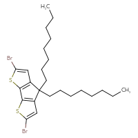 Chemical structure of 4,10-dibromo-7,7-dioctyl-3,11-dithiatricyclo[6.3.0.0²,⁶]undeca-1(8),2(6),4,9-tetraene - CSSB00020632385