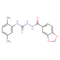 Chemical structure of N-{[(2,5-dimethylphenyl)carbamothioyl]amino}-2H-1,3-benzodioxole-5-carboxamide - CSSB00105412303