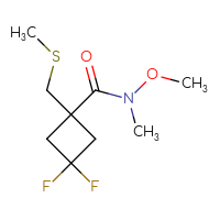 Chemical structure of 3,3-difluoro-N-methoxy-N-methyl-1-[(methylsulfanyl)methyl]cyclobutane-1-carboxamide - CSSB06990807343