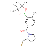 Chemical structure of (2R)-2-(fluoromethyl)-1-[4-methyl-3-(4,4,5,5-tetramethyl-1,3,2-dioxaborolan-2-yl)benzoyl]pyrrolidine - CSSB02533513797