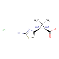 Chemical structure of rac-(1R,3S)-3-(2-amino-1,3-thiazol-4-yl)-2,2-dimethylcyclopropane-1-carboxylic acid hydrochloride - CSSB21291559817