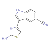 Chemical structure of 3-(2-amino-1,3-thiazol-4-yl)-1H-indole-5-carbonitrile - CSSB00009212754