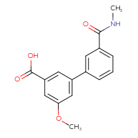 Chemical structure of 5-methoxy-3'-(methylcarbamoyl)-[1,1'-biphenyl]-3-carboxylic acid - CSSB00016995195