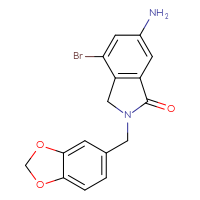 Chemical structure of 6-amino-2-[(2H-1,3-benzodioxol-5-yl)methyl]-4-bromo-2,3-dihydro-1H-isoindol-1-one - CSSB00016990057