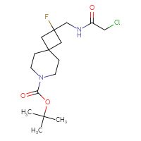 Chemical structure of tert-butyl 2-[(2-chloroacetamido)methyl]-2-fluoro-7-azaspiro[3.5]nonane-7-carboxylate - CSSB20465270007
