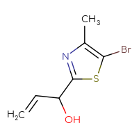 Chemical structure of 1-(5-bromo-4-methyl-1,3-thiazol-2-yl)prop-2-en-1-ol - CSSB00116408203