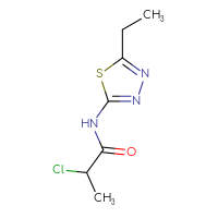 Chemical structure of 2-chloro-N-(5-ethyl-1,3,4-thiadiazol-2-yl)propanamide - CSSB00011934478