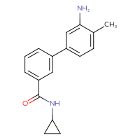 Chemical structure of 3'-amino-N-cyclopropyl-4'-methyl-[1,1'-biphenyl]-3-carboxamide - CSSB14719417773