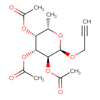 Chemical structure of (2R,3S,4R,5R,6S)-4,5-bis(acetyloxy)-6-methyl-2-(prop-2-yn-1-yloxy)oxan-3-yl acetate - CSSB06256045512