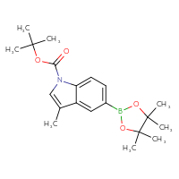 Chemical structure of tert-butyl 3-methyl-5-(4,4,5,5-tetramethyl-1,3,2-dioxaborolan-2-yl)-1H-indole-1-carboxylate - CSSB00010247094
