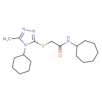 Chemical structure of N-cycloheptyl-2-[(4-cyclohexyl-5-methyl-4H-1,2,4-triazol-3-yl)sulfanyl]acetamide - CSSB00025974535