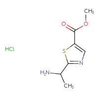 Chemical structure of methyl 2-(1-aminoethyl)-1,3-thiazole-5-carboxylate hydrochloride - CSSB00015206108