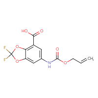 Chemical structure of 2,2-difluoro-6-{[(prop-2-en-1-yloxy)carbonyl]amino}-2H-1,3-benzodioxole-4-carboxylic acid - CSSB06641419931