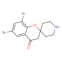 Chemical structure of 6,8-dibromo-3,4-dihydrospiro[1-benzopyran-2,4'-piperidin]-4-one - CSSB00020649539
