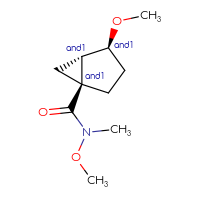 Chemical structure of rac-(1R,4R,5R)-N,4-dimethoxy-N-methylbicyclo[3.1.0]hexane-1-carboxamide - CSSB21291564354