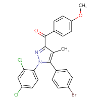 Chemical structure of 5-(4-bromophenyl)-1-(2,4-dichlorophenyl)-3-(4-methoxybenzoyl)-4-methyl-1H-pyrazole - CSSB00161154475