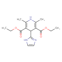 Chemical structure of 3,5-diethyl 4-(1H-imidazol-2-yl)-2,6-dimethyl-1,4-dihydropyridine-3,5-dicarboxylate - CSSB20539823483