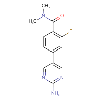 Chemical structure of 4-(2-aminopyrimidin-5-yl)-2-fluoro-N,N-dimethylbenzamide - CSSB06585869485