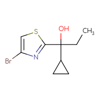 Chemical structure of 1-(4-bromo-1,3-thiazol-2-yl)-1-cyclopropylpropan-1-ol - CSSB00013715482