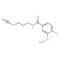 Chemical structure of 4-chloro-N-(hex-5-yn-1-yl)-3-methoxybenzamide - CSSB02005070927