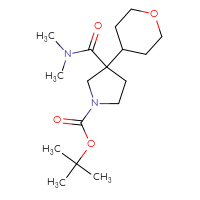 Chemical structure of tert-butyl 3-(dimethylcarbamoyl)-3-(oxan-4-yl)pyrrolidine-1-carboxylate - CSSB01150687342