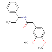 Chemical structure of 2-(3,4-dimethoxyphenyl)-N-(1-phenylpropyl)acetamide - CSSB00046241372