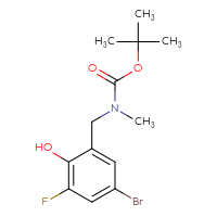Chemical structure of tert-butyl N-[(5-bromo-3-fluoro-2-hydroxyphenyl)methyl]-N-methylcarbamate - CSSB06358864245