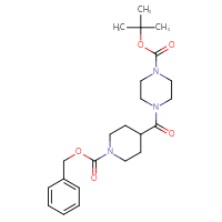 Chemical structure of tert-butyl 4-{1-[(benzyloxy)carbonyl]piperidine-4-carbonyl}piperazine-1-carboxylate - CSSB00000047568