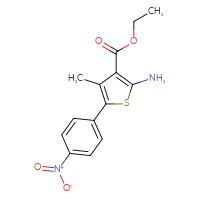 Chemical structure of ethyl 2-amino-4-methyl-5-(4-nitrophenyl)thiophene-3-carboxylate - CSSB00010974219