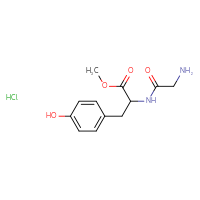 Chemical structure of methyl 2-(2-aminoacetamido)-3-(4-hydroxyphenyl)propanoate hydrochloride - CSSB15082388428