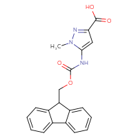 Chemical structure of 5-({[(9H-fluoren-9-yl)methoxy]carbonyl}amino)-1-methyl-1H-pyrazole-3-carboxylic acid - CSSB00116505848