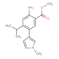 Chemical structure of methyl 2-amino-5-(1-methyl-1H-pyrrol-3-yl)-4-(propan-2-yl)benzoate - CSSB06581735167
